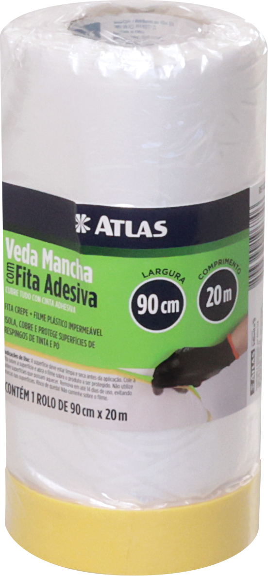 Imagem do produto Atlas Filme Plástico Veda Mancha Mascar com Fita Crepe 90cm x 20m