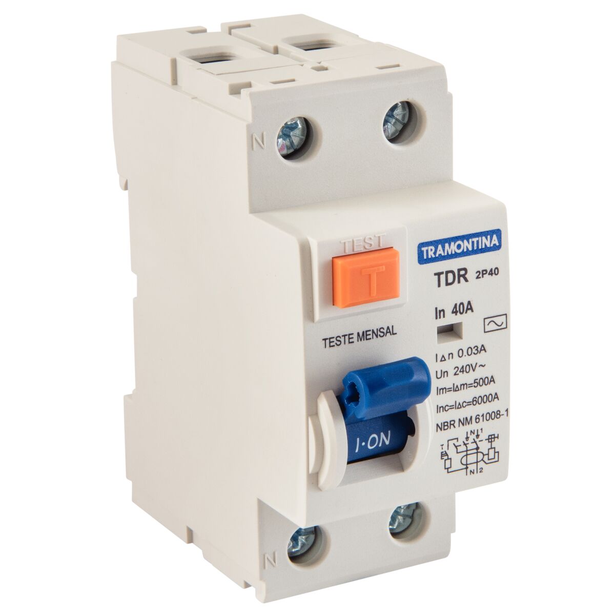 Imagem do produto Interruptor TDR-40 2P 40 A 30 mA 6 KA Tramontina