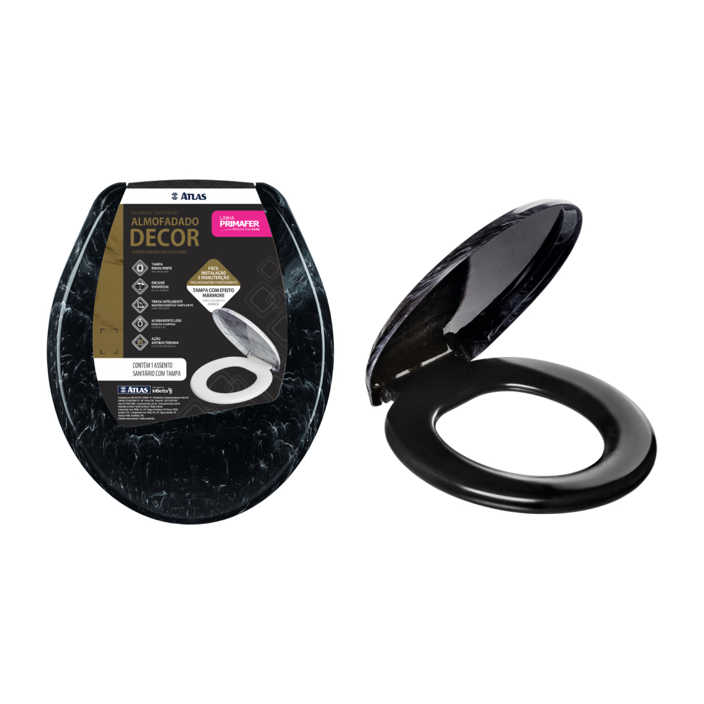 Imagem do produto Assento sanitário almofadado estampa mármore - preto