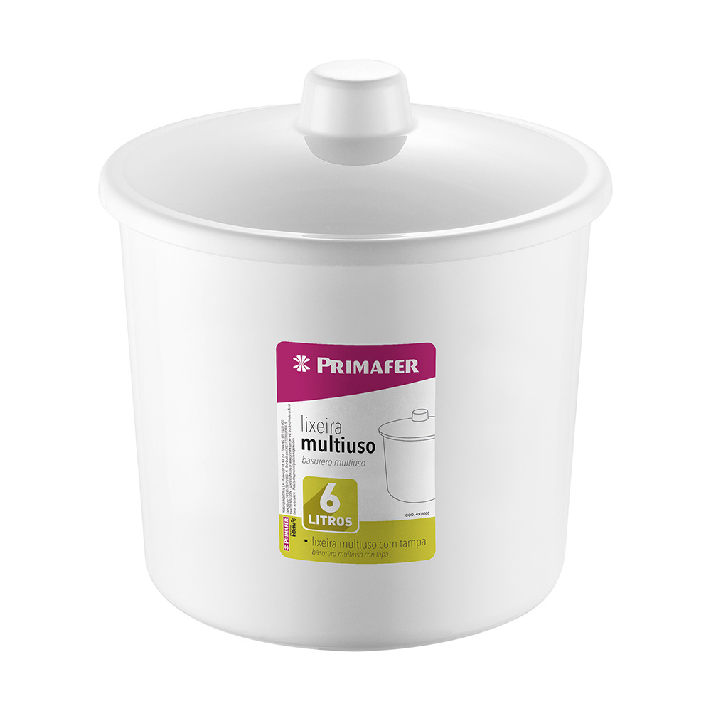 Imagem do produto Lixeira plástica com tampa 6L branca