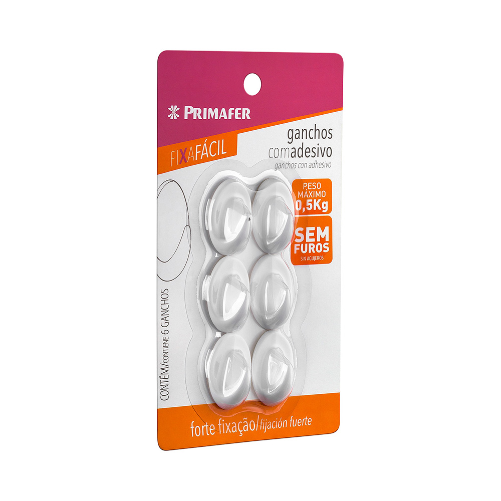 Imagem do produto Gancho adesivo plástico 0,5kg 6 peças