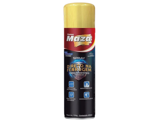 Imagem do produto Maza Spray Esmalte Sintético Direto na Ferrugem Metálico Ouro Lux 250g