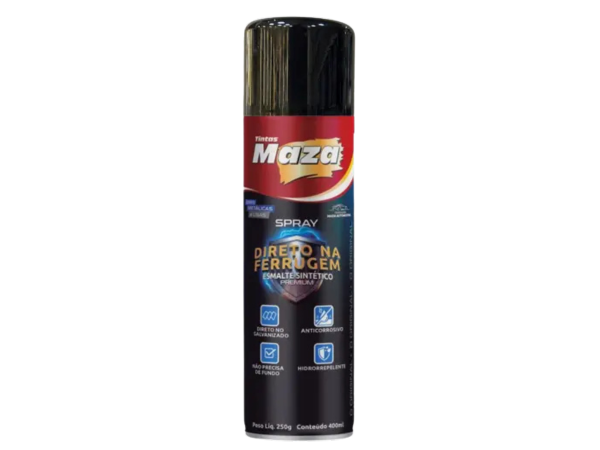 Imagem do produto Maza Spray Esmalte Sintético Direto na Ferrugem Preto 250g