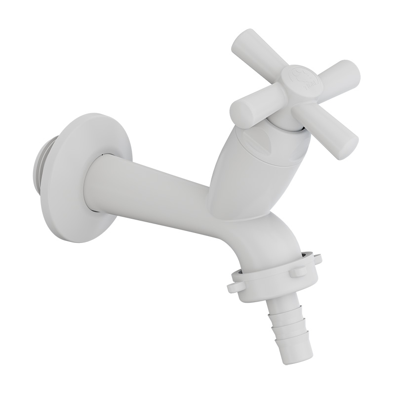 Imagem do produto Tigre Torneira de Parede para Tanque Cross 10cm com Bico para Mangueira 1/2" x 3/4" Branco