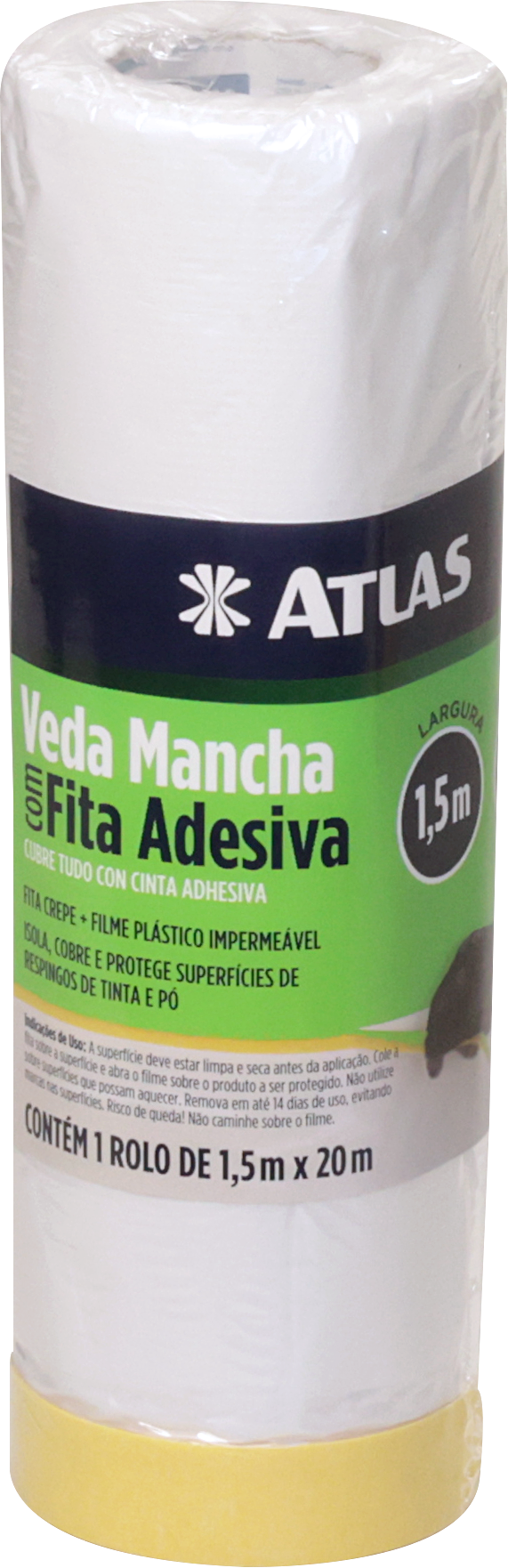 Imagem do produto Atlas Filme Plástico Veda Mancha Mascar com Fita Crepe 1,5x20m