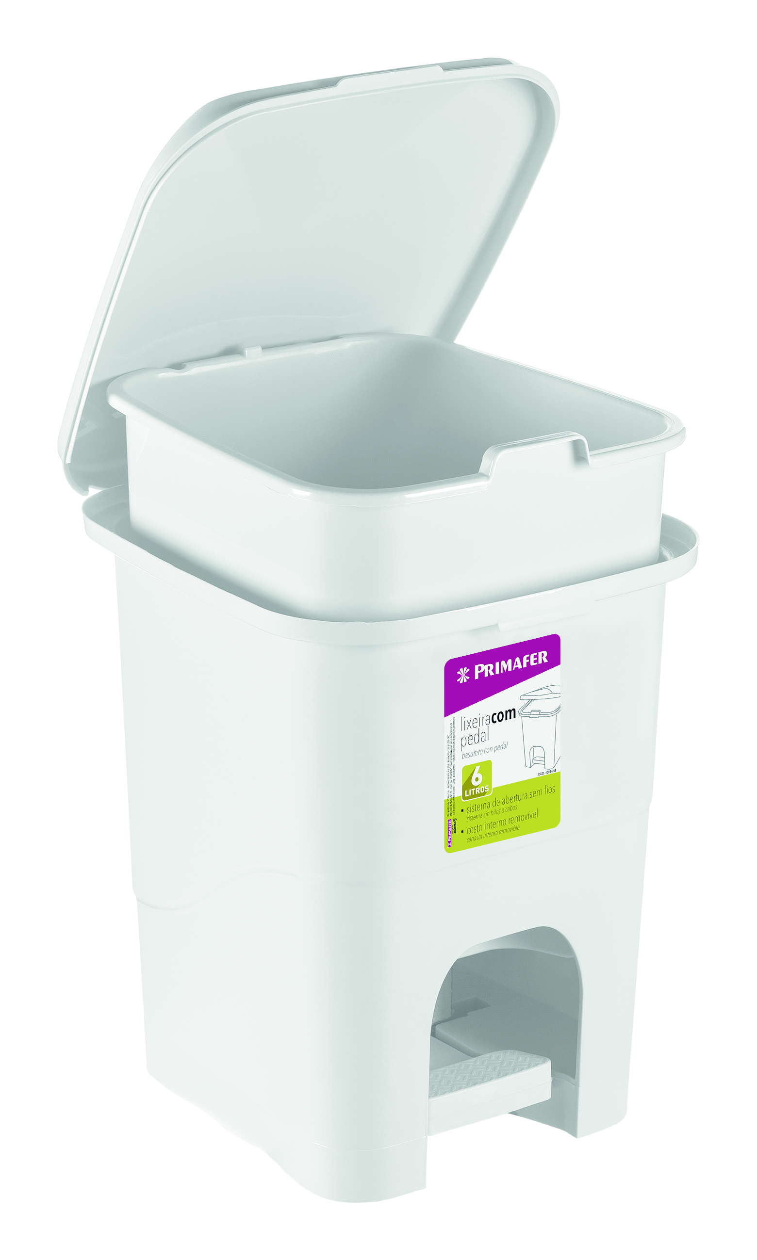 Imagem do produto Lixeira com tampa 6L - branca