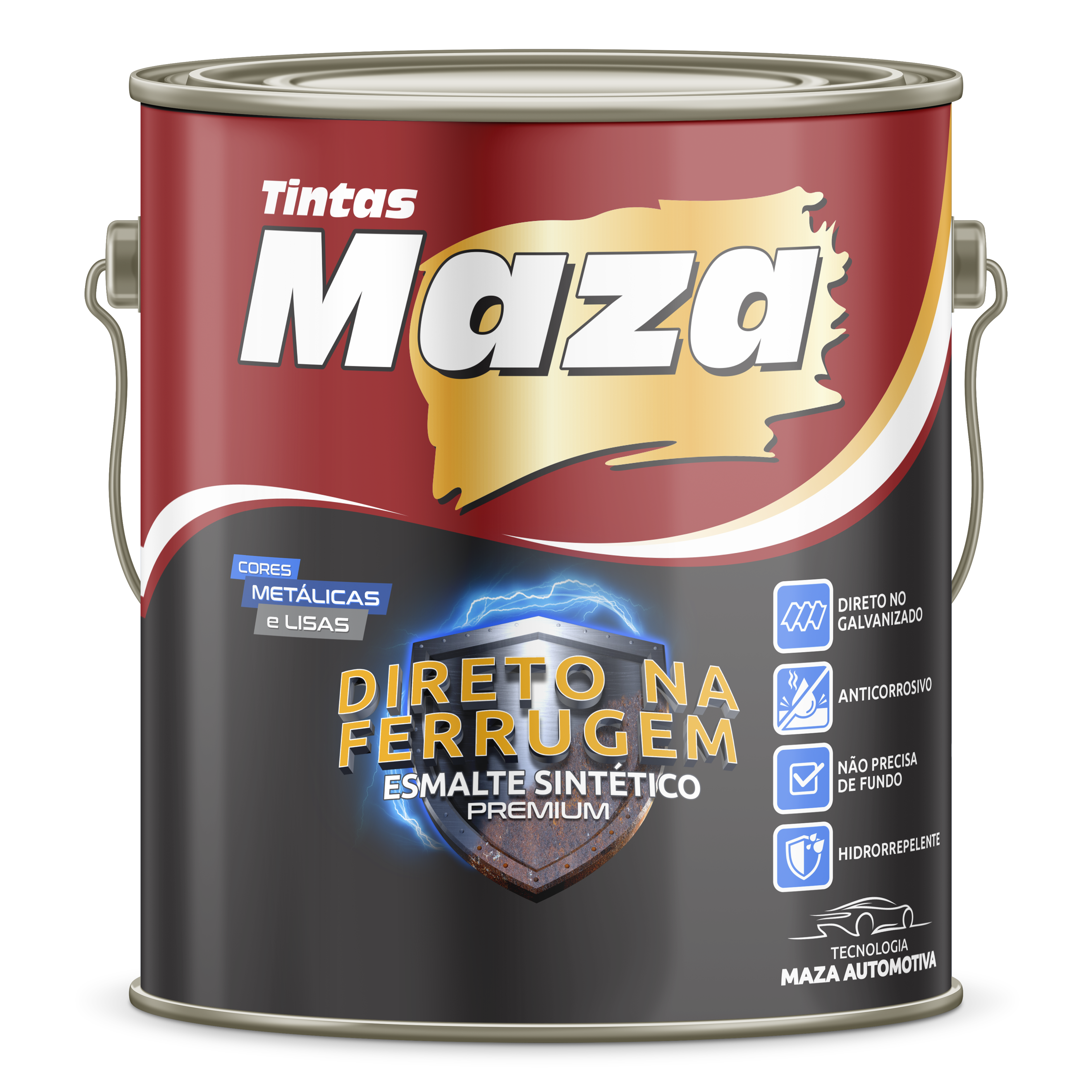 Imagem do produto Maza Esmalte Sintético Direto na Ferrugem Preto Fosco 3,6L