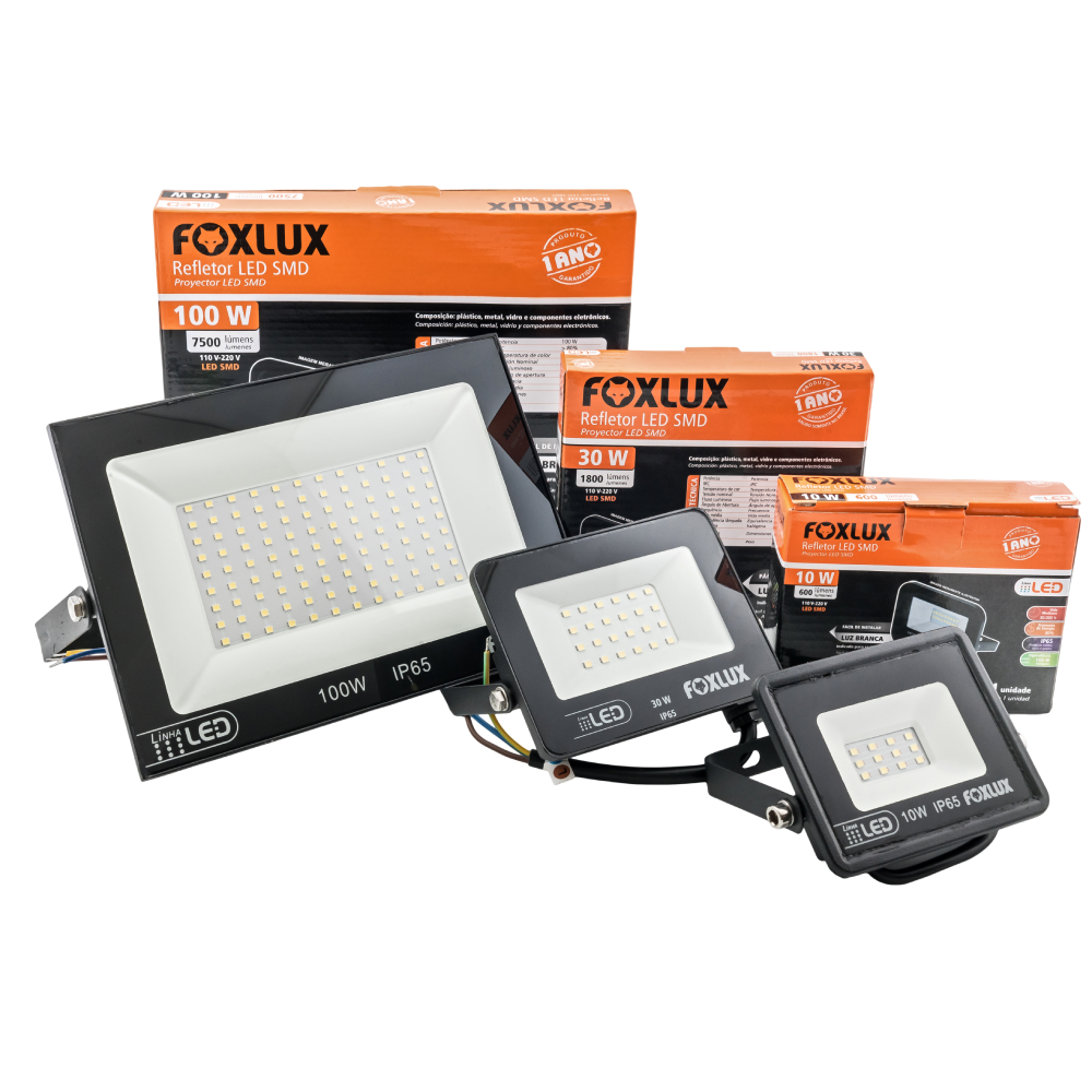 Imagem do produto REFLETOR LED SLIM  50W 3000K PT FOXLUX