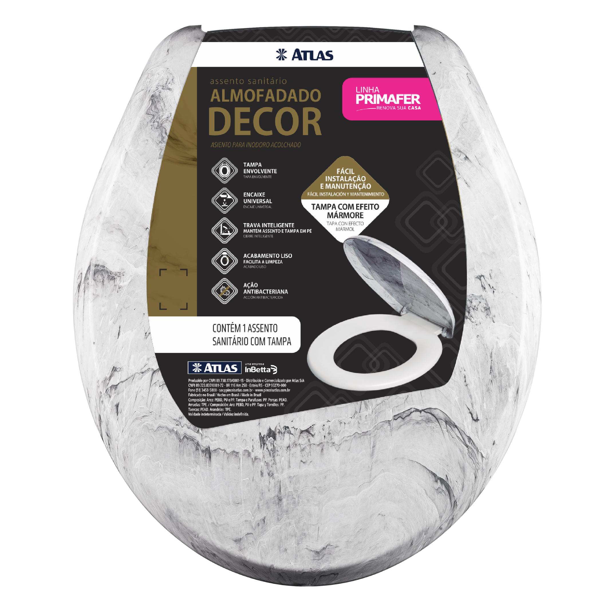 Imagem do produto Assento sanitário almofadado estampa mármore - branco