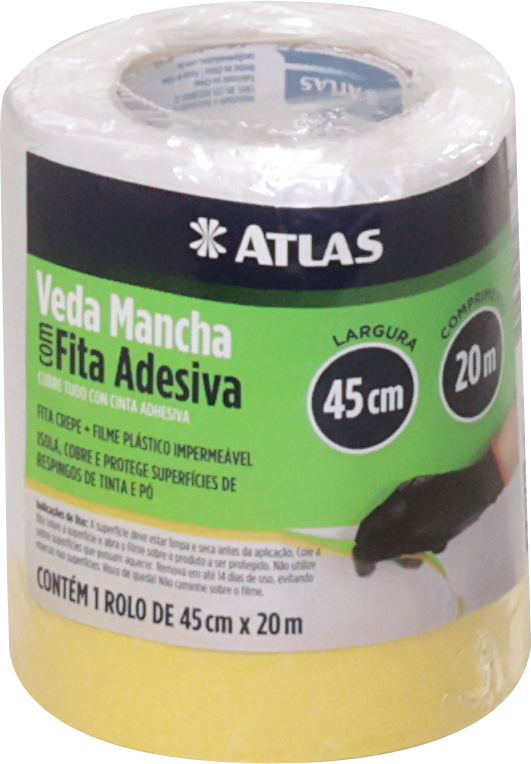Imagem do produto Atlas Filme Plástico Veda Mancha Mascar com Fita Crepe 45cm x 20m